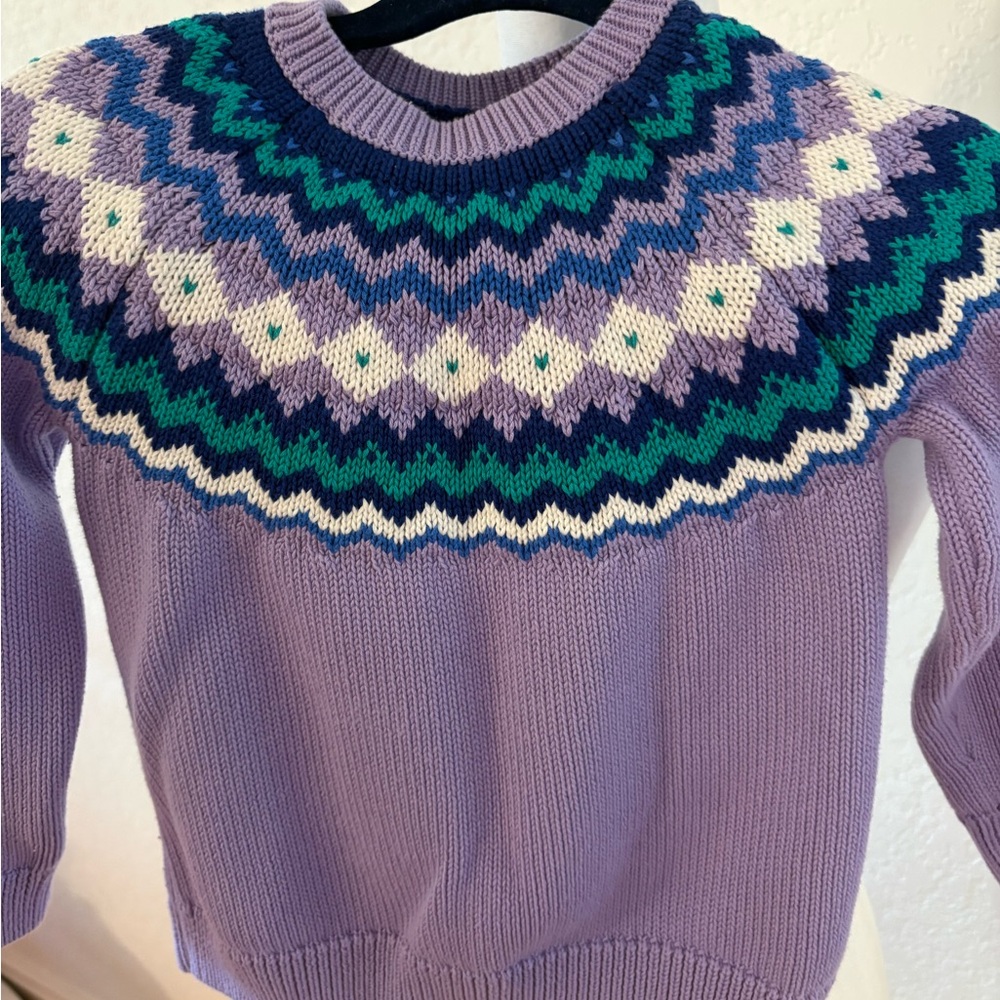 Primary Purple and Blue Patterned Kids Sweater